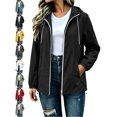 thumbnail image 1 of Women's Waterproof Rain Jacket Hooded Full Zip Long Sleeve Windproof Casual Outdoor Winter Jacket, 1 of 9