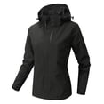 thumbnail image 1 of Women's Waterproof Rain Jacket Lightweight Hooded Raincoat for Hiking Travel Outdoor Softshell Windbreaker with Zip Pockets Black 4XL, 1 of 5