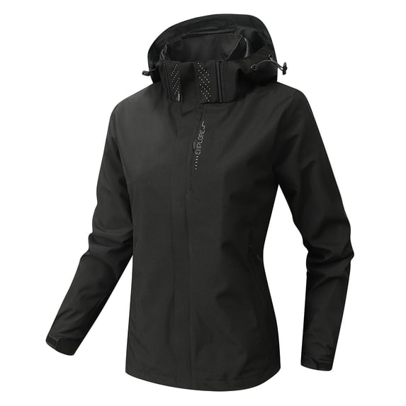Women's Waterproof Rain Jacket Lightweight Hooded Raincoat for Hiking Travel Outdoor Softshell Windbreaker with Zip Pockets Black 4XL