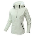 thumbnail image 1 of Women's Waterproof Rain Jacket Lightweight Hooded Raincoat for Hiking Travel Outdoor Softshell Windbreaker with Zip Pockets White M, 1 of 5