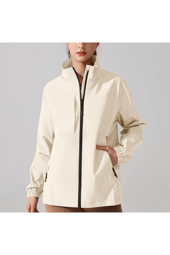 Women's Waterproof Rain Jacket, Lightweight Packable Windbreaker, Zippered Pockets for Spring Summer Commuting, Hiking & Travel