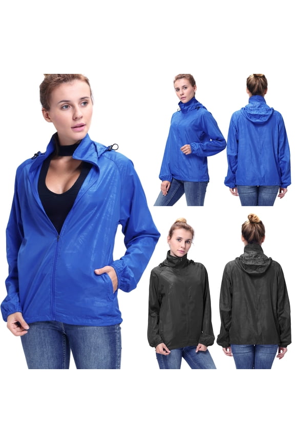 Women's Waterproof Rain Jacket Lightweight Raincoat Hooded Windbreaker With Pockets for Hiking Travel Outdoor