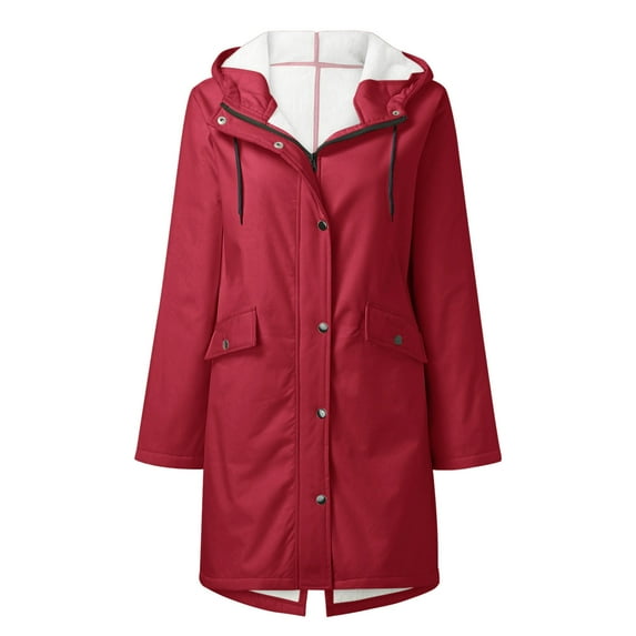 Women's Waterproof Rain Jacket,Lined Rain Jackets for Women Plus Size Waterproof Long Rain Coats Zip Up with Hood Lightweight Raincoat with Pockets,Reflective Rain Jacket