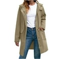 thumbnail image 1 of Women's Waterproof Rain Jacket Long Raincoat Hooded Zip Up Outdoor Lightweight Trench Coat Windbreaker Jacket with Pockets (L, Khaki), 1 of 6