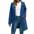 thumbnail image 1 of Women's Waterproof Rain Jacket Long Raincoat Hooded Zip Up Outdoor Lightweight Trench Coat Windbreaker Jacket with Pockets (S, Sky Blue), 1 of 6