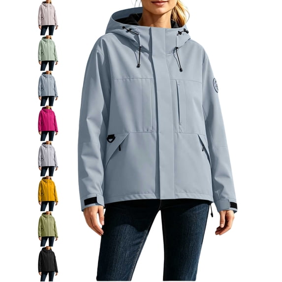 Women's Waterproof Rain Jackets Oversized Lightweight Long Sleeve Hiking Fall Winter Jacket