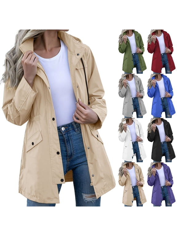 Women's Waterproof Rain Jackets Oversized Long Hoode Windproof Jacket