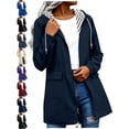 thumbnail image 1 of Women's Waterproof Rain Jackets Plus Size Solid Color Hooded Windproof Rain Jacket Outdoor Loose With Pocket Coat, 1 of 9