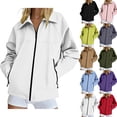 thumbnail image 1 of Women's Waterproof Rain Jackets Plus Size Zip Up Waterproof Flared Pocket Zipper Jacket Outdoor Hiking Sport Long Sleeve Running Top, 1 of 7