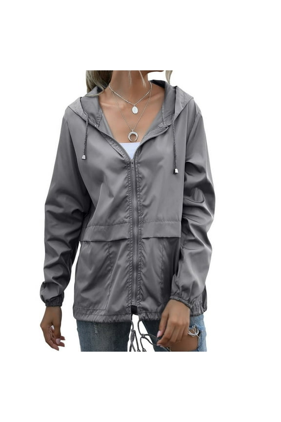 Women's Waterproof Raincoat Lightweight Rain Jacket Hooded Windbreaker With Pockets Women Waterproof Rain Jacket for Outdoor