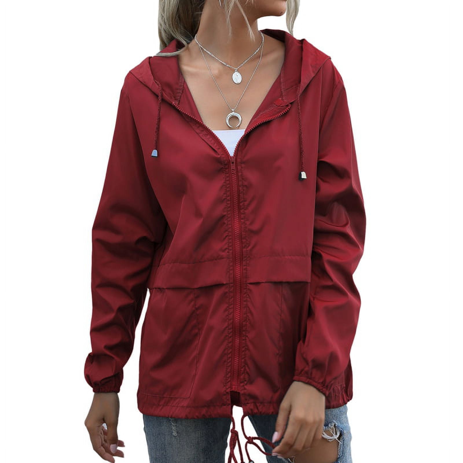 Women's Waterproof Raincoat Lightweight Rain Jacket Hooded Windbreaker ...