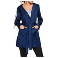 thumbnail image 1 of Women's Waterproof Raincoat Lightweight Rain Jacket Hooded Windbreaker with Pocket for Outdoor, 1 of 9