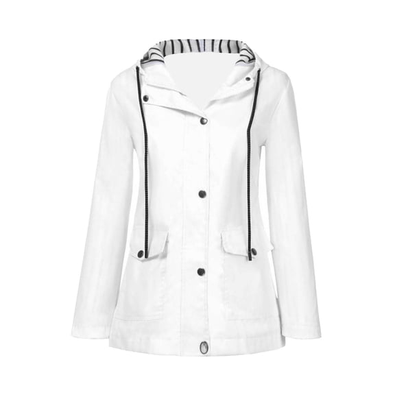 Women's Waterproof Raincoat Lightweight Rain Jacket Hooded Windbreaker with Pocket for Outdoor