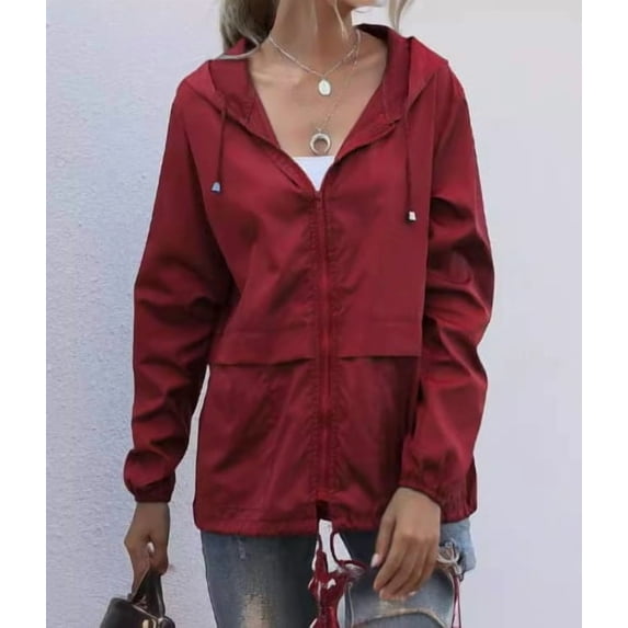 Women's Waterproof Raincoat Lightweight Rain Jacket Hooded Windbreaker with Pockets for Outdoor