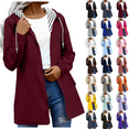 thumbnail image 1 of Women's Waterproof Raincoat Long Sleeve Ribbed Cuffs Casual Newly Upgraded Waterproof Hooded with Pockets Hooded Windbreaker Wine S-5XL, 1 of 8