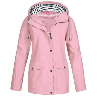 NIUREDLTD Women's Plus Size Rain Jacket Long Sleeve Color Block ...