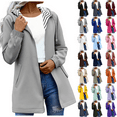 thumbnail image 1 of Women's Waterproof Raincoat Plus Size Windproof Loose with Pocket Solid Color Hooded Windbreaker Plus Size Gray S-5XL, 1 of 8