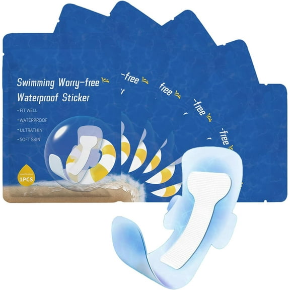 Women's Waterproof Sanitary Pads for Swimming, Skin-Friendly Prevention for Swimming & Daily Activities, Reusable Adhesive Patches - 6 PCS