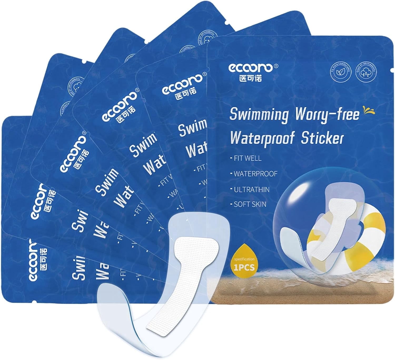 Women's Waterproof Sanitary Pads for Swimming, Skin-Friendly Prevention for Swimming & Daily Activities, Reusable Adhesive Patches - 6 PCS