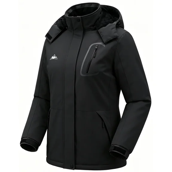 Women's Winter Coats Snow Ski Jacket Waterproof Windproof Faux Fur Lined Winter Jacket Parka, Black L