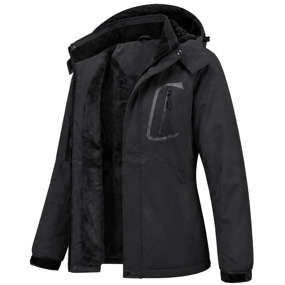 Women's Winter Coats Snow Ski Jacket Waterproof Windproof Faux Fur Lined Winter Jacket Parka, Black L