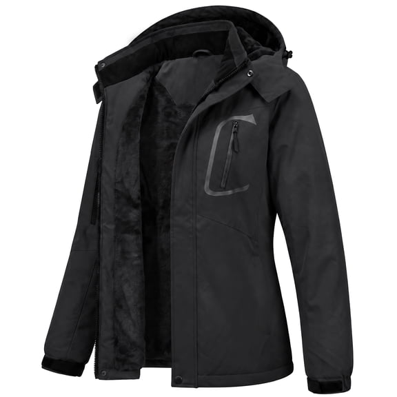 Women's Winter Coats Snow Ski Jacket Waterproof Windproof Faux Fur Lined Winter Jacket Parka, Black L
