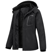 Women's Winter Coats Snow Ski Jacket Waterproof Windproof Faux Fur Lined Winter Jacket Parka, Black XXL