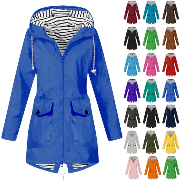 Women's Waterproof Ski Jacket Warm Winter Snow Coat Ndbuld Women Solid Color Rain Jacket Outdoor Hooded Windproof Loose With Pocket Coat Dark Blue M