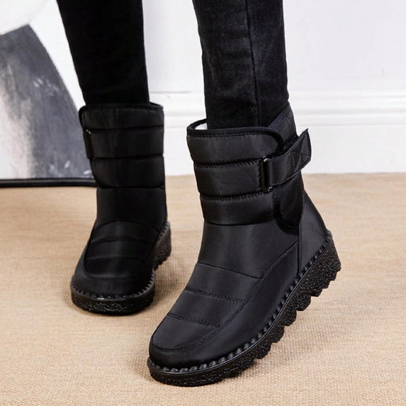 Simple Workspace Layout Women's Waterproof Snow Boots, Anti-Slip Ankle Winter Booties with Warm ...