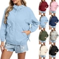 thumbnail image 1 of Women's Waterproof Softshell Jacket with Hood Fleece Lined Warm Light Raincoat for Outdoor Hiking Light Blue XL(XL), 1 of 9