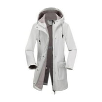 Women's Waterproof Softshell Jacket with Hood Fleece Lined Windbreaker Long Warm Parka Coat for Outdoor Hiking Travel