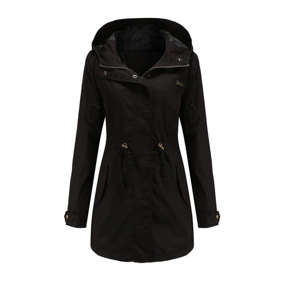 Women's Waterproof Solid Rain Jacket Outdoor Plus Size Lightweight Hooded Windbreaker Packable Windproof Loose Coat Active Outdoor Raincoat
