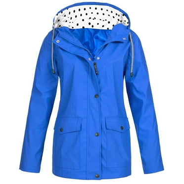 Women's Waterproof Solid Rain Jacket Outdoor Plus Size Lightweight Hooded Windbreaker Packable Windproof Loose Coat Active Outdoor Raincoat