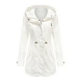 thumbnail image 1 of Women's Waterproof Solid Rain Jacket Outdoor Plus Size Lightweight Hooded Windbreaker Packable Windproof Loose Coat Active Outdoor Raincoat, 1 of 4