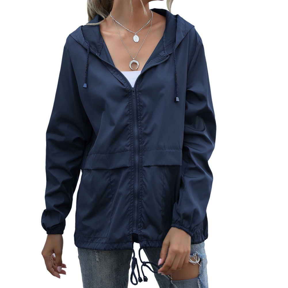 Women's Waterproof Spring Jacket Zipper Fully Taped Seams Rain Coat Spring Autumn Parka (Dark Blue, L) - image 1 of 12