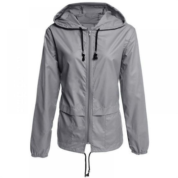 Women's Waterproof Spring Jacket Zipper Fully Taped Seams Rain Coat Spring Autumn Parka (Dark Gray, L)