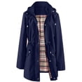 thumbnail image 1 of Women's Waterproof Windbreaker Trench Coat, Adjustable Waist Raincoat, Hooded Rain Jacket, Long Sleeve Outdoor Jacket, Hiking Raincoat, Packable Rain Jacket, Windproof Rainwear Navy M, 1 of 5