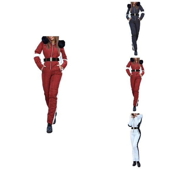 Women's Waterproof Winter Ski Jumpsuit with Removable Collar Ã¢ÂÂ Outdoor Sports Snowsuit Onesie with Full-Zip Closure