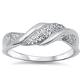 thumbnail image 1 of Women's Wave White Cubic Zirconia Ring .925 Sterling Silver Cluster Band Jewelry Female Male Size 6, 1 of 4