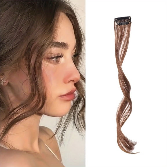 Women's Wavy Clip-In Bangs Long Side Bangs for Effortless Style, Premium Synthetic Hair, Natural Look, Easy to Apply & Remove
