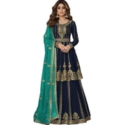 Womens Wear Designer Pakistani Indian Stitched Salwar Kameez Anarkali Lengha Outfits  Blue, XL - 44