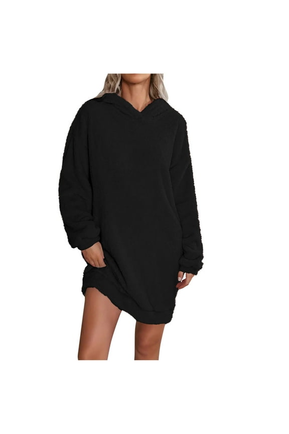 Women's Wearable Blanket Oversized Robes Fleece Hoodie Sweatshirts Soft Sleepwear With No Pockets