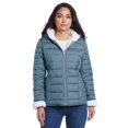 thumbnail image 1 of Women's Weathercast Hood Sherpa-Lined Puffer Jacket Color: Seawater Size: LARGE, 1 of 4