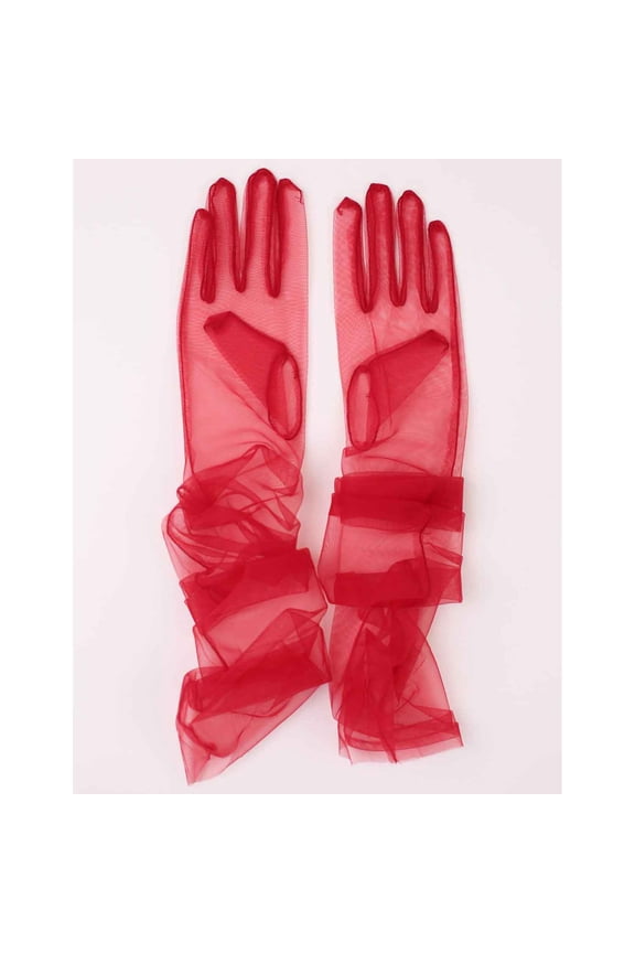 Women's Wedding Bridal Mesh Tulle Gloves Long Opera Party Gloves Sheer Gloves