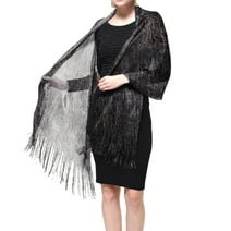 Women's Wedding Evening Shawl and Wrap Glitter Metallic Party Dresses Scarf with Fringe