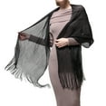 thumbnail image 1 of Women's Wedding Evening Shawl and Wrap Glitter Metallic Party Dresses Scarf with Fringe, 1 of 2