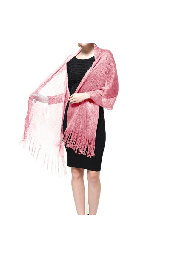 Wrap Glitter Metallic Fishnet Shawl Evening Dress (Women's)