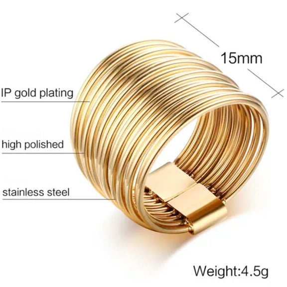 Women's Wedding Party 18K Gold Plating Stainless Steel Engagement Ring Size 5-9