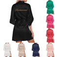 thumbnail image 1 of Women's Wedding Party Robe Letters Kimono Satin Pyjamas Bridesmaid Bathrobe Comfy Robes for Women Set XL, 1 of 9