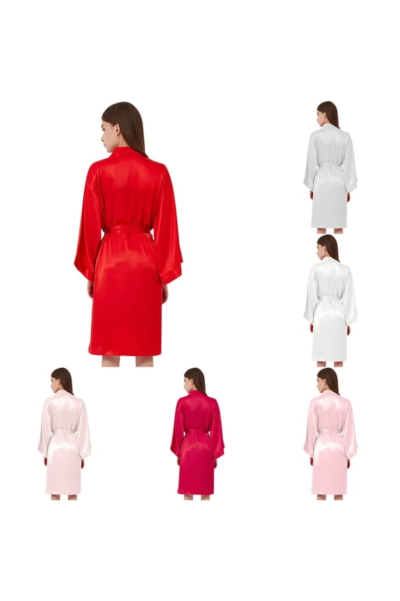 Women's Wedding Party Robe Letters Kimono Satin Pyjamas Bridesmaid Bathrobe Japanese Kimonos for Women plus Size M